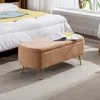 Streamdale Furniture Streamdale Camel Storage Ottoman Bench For End Of Bed Gold Legs