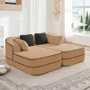 Streamdale Furniture Streamdale Camel Teddy Fabric Boneless Sofa With Double Chaises