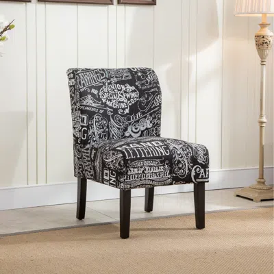 Streamdale Furniture Streamdale Capa Chalkboard Shadow Print Fabric Armless Contemporary Accent Chair