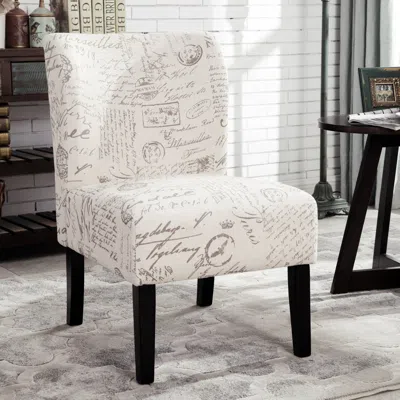 Streamdale Furniture Streamdale Capa English Letter Print Fabric Armless Contemporary Accent Chair