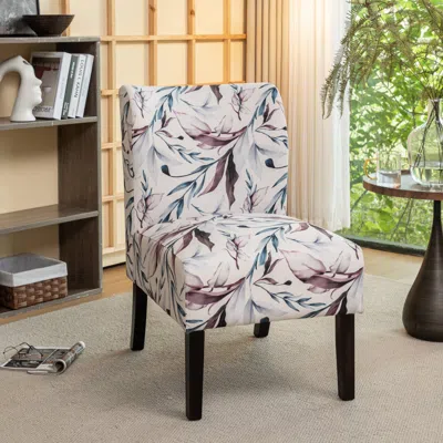 Streamdale Furniture Streamdale Capa Print Fabric Armless Contemporary Accent Chair, Purple Floral