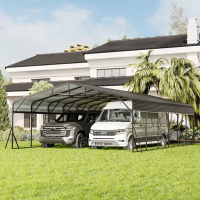 Streamdale Furniture Streamdale Carport Canopy 20'x30' Heavy Duty Steel Roof, Reinforced Frame Car Tent In Black