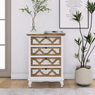Streamdale Furniture Streamdale Carved Detail Vintage Drawer - Elegance & Function In White