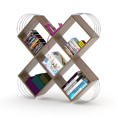 Streamdale Furniture Streamdale Case X Design Modern 5 Tier Bookcase In Brown