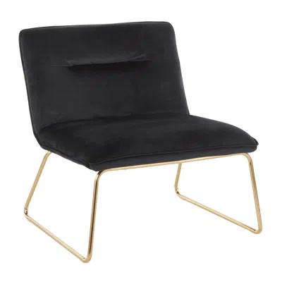 Streamdale Furniture Streamdale Casper Contemporary Accent Chair In Gold Metal And Black Velvet