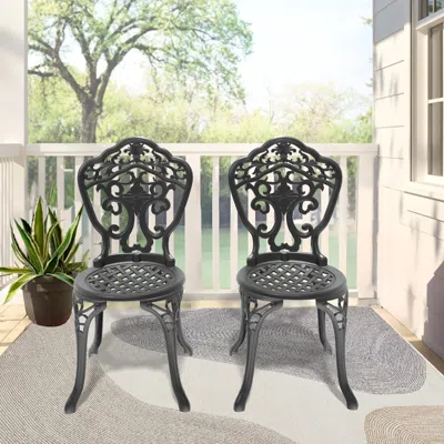 Streamdale Furniture Streamdale Cast Aluminum Patio Dining Chair 2pcs With Frame