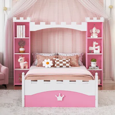 Streamdale Furniture Streamdale Castle-shaped Wooden Bed With Storage Shelf