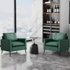 Streamdale Furniture Streamdale Cat Paw Green Leather Sofa & Chair Set In Green