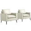 Streamdale Furniture Streamdale Cat Paw Leather Upholstered Sofa 2pc Cream White, Nordic Retro Casual Sofa Chair.