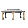 Streamdale Furniture Streamdale Cedar And Steel Hardtop Gazebo With Curtains