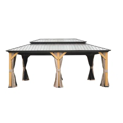 Streamdale Furniture Streamdale Cedar And Steel Hardtop Gazebo With Curtains