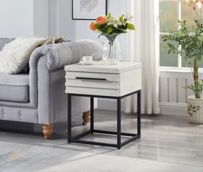 Streamdale Furniture Streamdale Celestial Contemporary Storage End Table In White