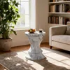 Streamdale Furniture Streamdale Cement Outdoor Accent Table - Terrazzo Style In White