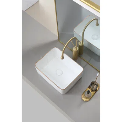 Streamdale Furniture Streamdale Ceramic Farmhouse Bathroom Sink With Gold Trim