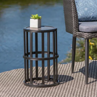 Streamdale Furniture Streamdale Ceramic Tile Patio Side Table - Powder-coated Iron Frame