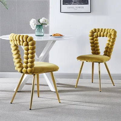 Streamdale Furniture Streamdale Chair Set With Iron Legs In Gold