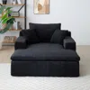 Streamdale Furniture Streamdale Chaise Lounge Sofa Bed, Oversized Plush Faux Fur Couch - Black In Black