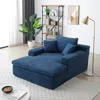 Streamdale Furniture Streamdale Chaise Lounge Sofa Bed, Oversized Plush Faux Fur Couch, Blue In Blue