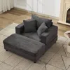 Streamdale Furniture Streamdale Chaise Lounge Sofa Bed With Ottoman & Pillows In Gray