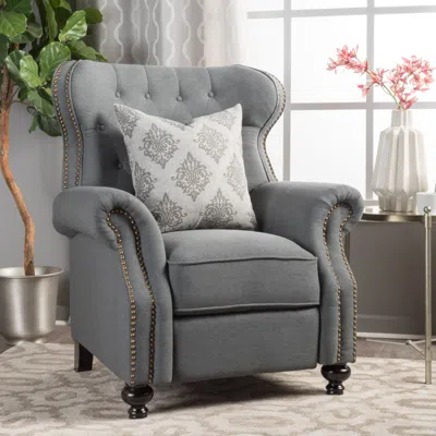 Streamdale Furniture Streamdale Charcoal Push Back Recliner With Rolled Arms