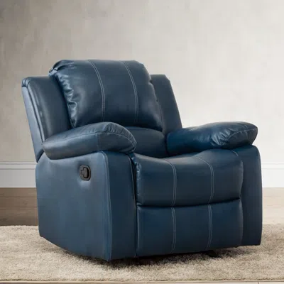 Streamdale Furniture Streamdale Charlotte Navy Blue Leather Gel Recliner