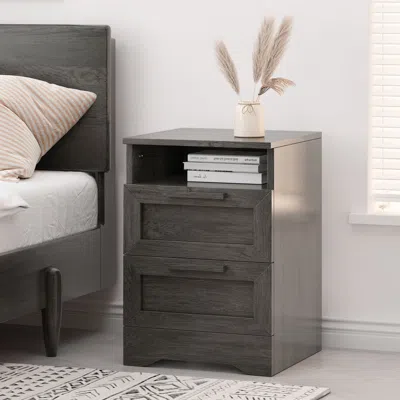 Streamdale Furniture Streamdale Charming Rustic Nightstand With Faux Wood Finish For Earthy Ambiance