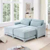 Streamdale Furniture Streamdale Chenille 2-seater Sofa W/ Ottoman & Pillows - Sky Blue