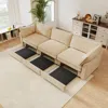 Streamdale Furniture Streamdale Chenille 3-seater Sofa W/ Drawers, Crescent Arms, Wheat In Nude
