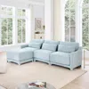 Streamdale Furniture Streamdale Chenille 3-seater Sofa W/ Ottomans - Sky Blue