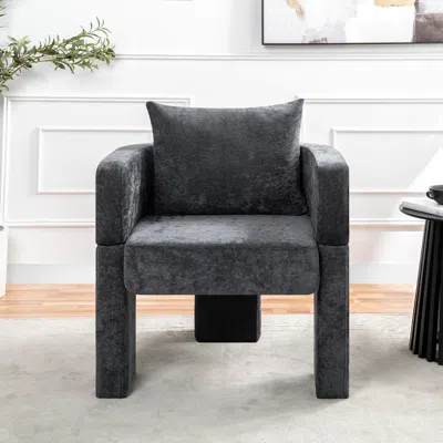 Streamdale Furniture Streamdale Chenille Accent Chair With Pillow - Gray