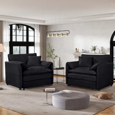 Streamdale Furniture Streamdale Chenille Accent Chairs (set Of 2) - Black