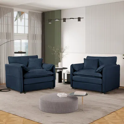 Streamdale Furniture Streamdale Chenille Accent Chairs (set Of 2) - Blue