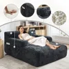 Streamdale Furniture Streamdale Chenille Chaise Lounge Sofa Bed With Pillows - Black In Black