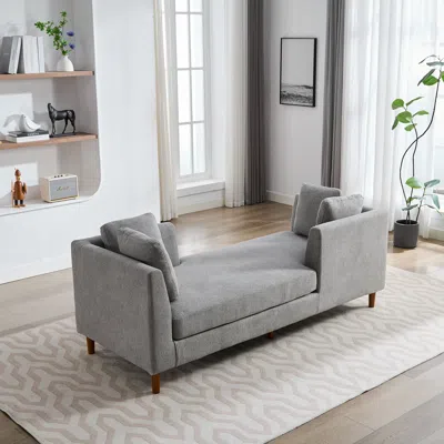 Streamdale Furniture Streamdale Chenille Chaise Sofa With Pillows