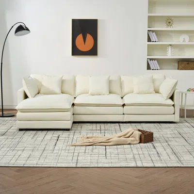 Streamdale Furniture Streamdale Chenille Cloud Modular Sofa (white, 110" L-shape)