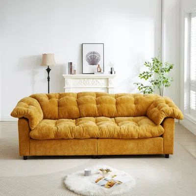 Streamdale Furniture Streamdale Chenille Deep Seat Cloud Sofa - Yellow
