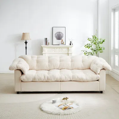 Streamdale Furniture Streamdale Chenille Deep Seat Sofa - Fluffy Cloud Comfort - Beige