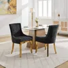 Streamdale Furniture Streamdale Chenille Dining Chairs, Gold Legs, Rivet Trim, Black, Set Of 2
