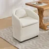 Streamdale Furniture Streamdale Chenille Fabric Dining Chair With Back Cushion And Wheels