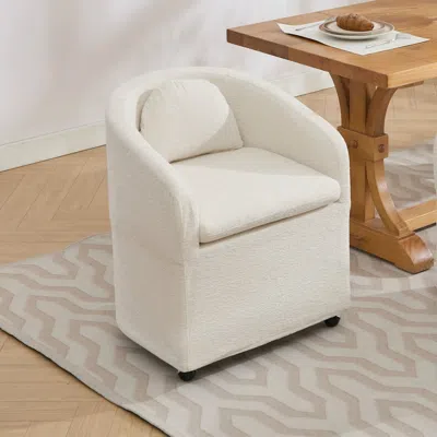 Streamdale Furniture Streamdale Chenille Fabric Dining Chair With Back Cushion And Wheels