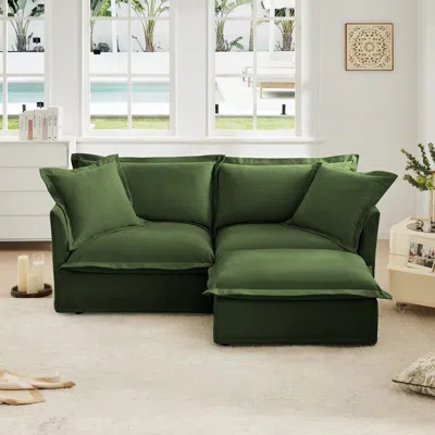 Streamdale Furniture Streamdale Chenille Fabric Sectional Sofa With Ottoman And Cushions