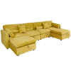 Streamdale Furniture Streamdale Chenille Fleece Sofa: 500lb Capacity, Easy Clean, Solid Wood Legs In Yellow