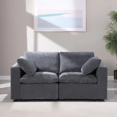 Streamdale Furniture Streamdale Chenille Grey 2-piece Modular Sectional Sofa In Gray