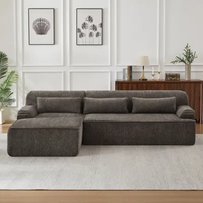 Streamdale Furniture Streamdale Chenille L-shape Luxury Sectional Sofa, Comfy Sleeper Couch For Living Room