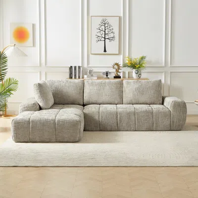 Streamdale Furniture Streamdale Chenille L-shape Luxury Sectional Sofa, Comfy Sleeper Couch For Living Room
