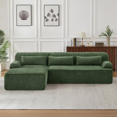 Streamdale Furniture Streamdale Chenille L-shape Luxury Sectional Sofa, Comfy Sleeper Couch For Living Room