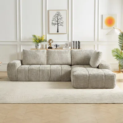 Streamdale Furniture Streamdale Chenille L-shape Sectional Sofa, Comfy Sleeper Couch, No Assembly In Gray