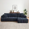 Streamdale Furniture Streamdale Chenille L-shape Sectional Sofa Sleeper Couch In Blue