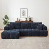 Streamdale Furniture Streamdale Chenille L-shape Sectional Sofa Sleeper Couch In Blue