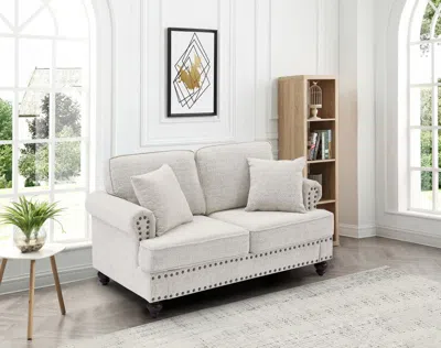 Streamdale Furniture Streamdale Chenille Modern Sofa Love Seat With Nails (white)